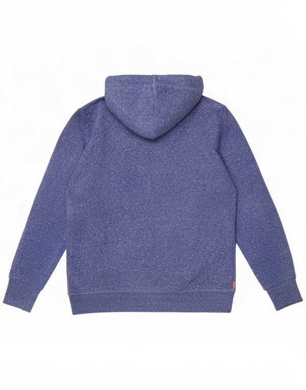Superdry Womens Graphic Hoodie Jumper UK 14 Medium Blue Flecked Polyester