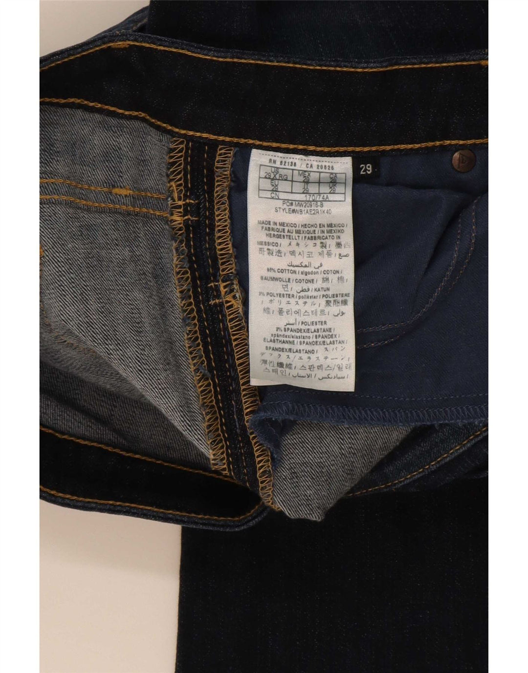 Calça jeans feminina Guess com corte baixo W29 L33 azul marinho algodão
