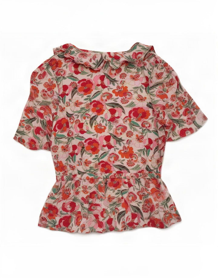 Blusa feminina Marks & Spencer UK 10 pequena viscose floral multicolorida