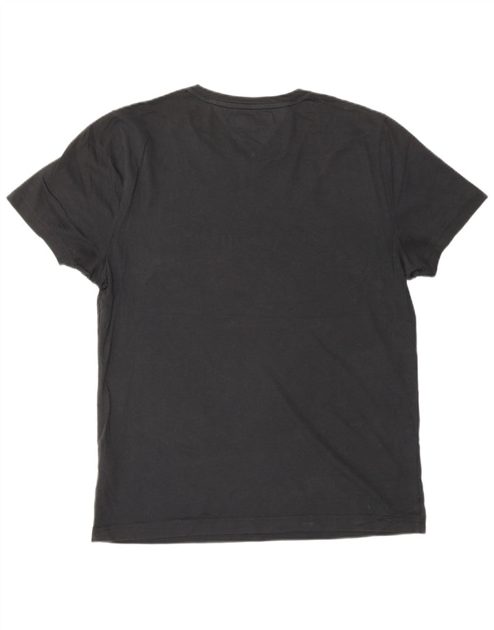 Tommy Hilfiger Camiseta masculina gráfica Top médio algodão preto