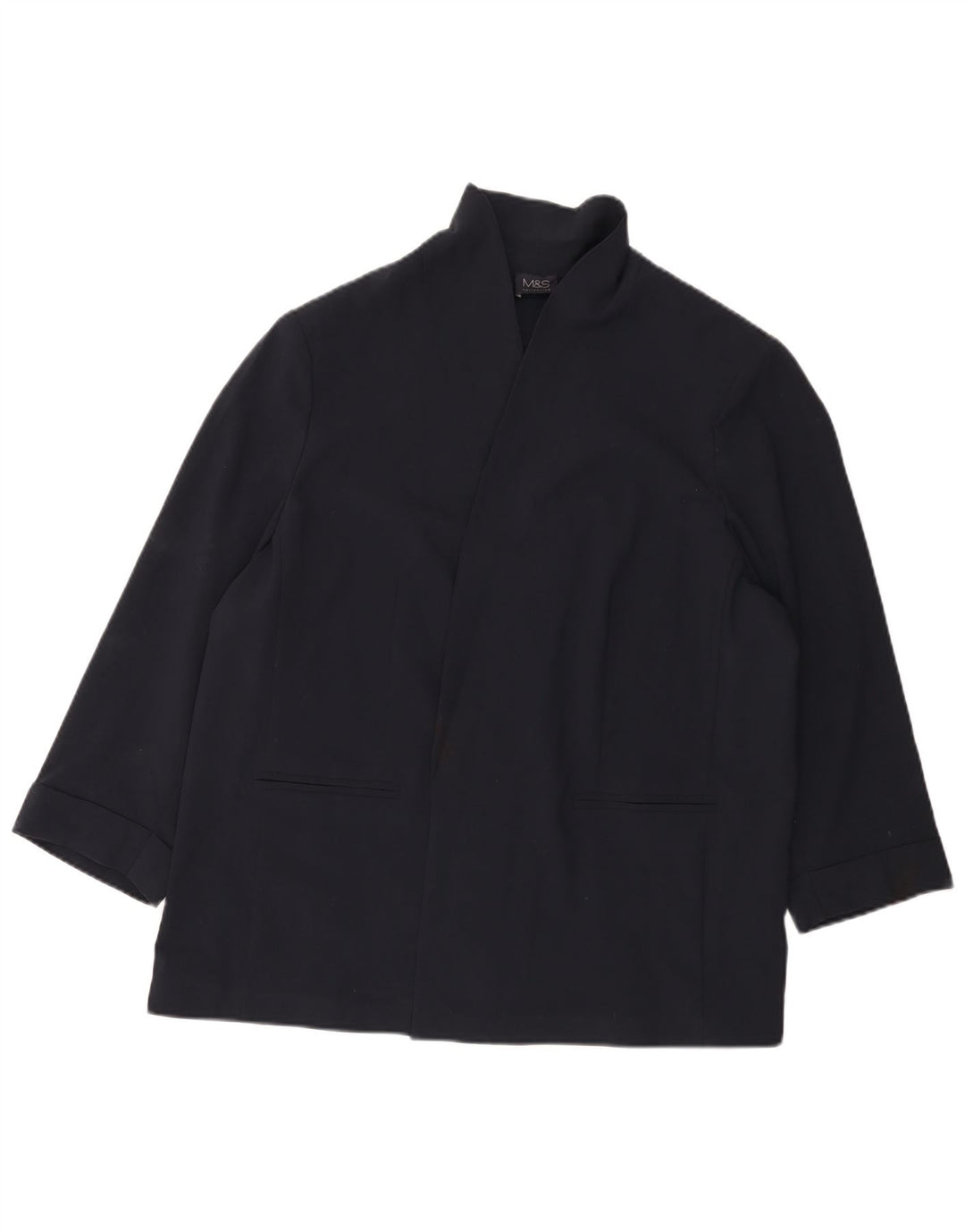 Jaqueta blazer feminina Marks & Spencer manga 3/4 aberta Reino Unido 22 3XL azul marinho