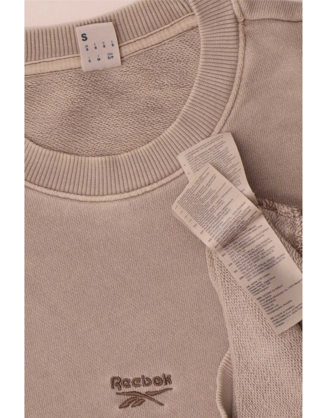 Reebok Mens Loose Fit Moletom Jumper Pequeno Algodão Cinza