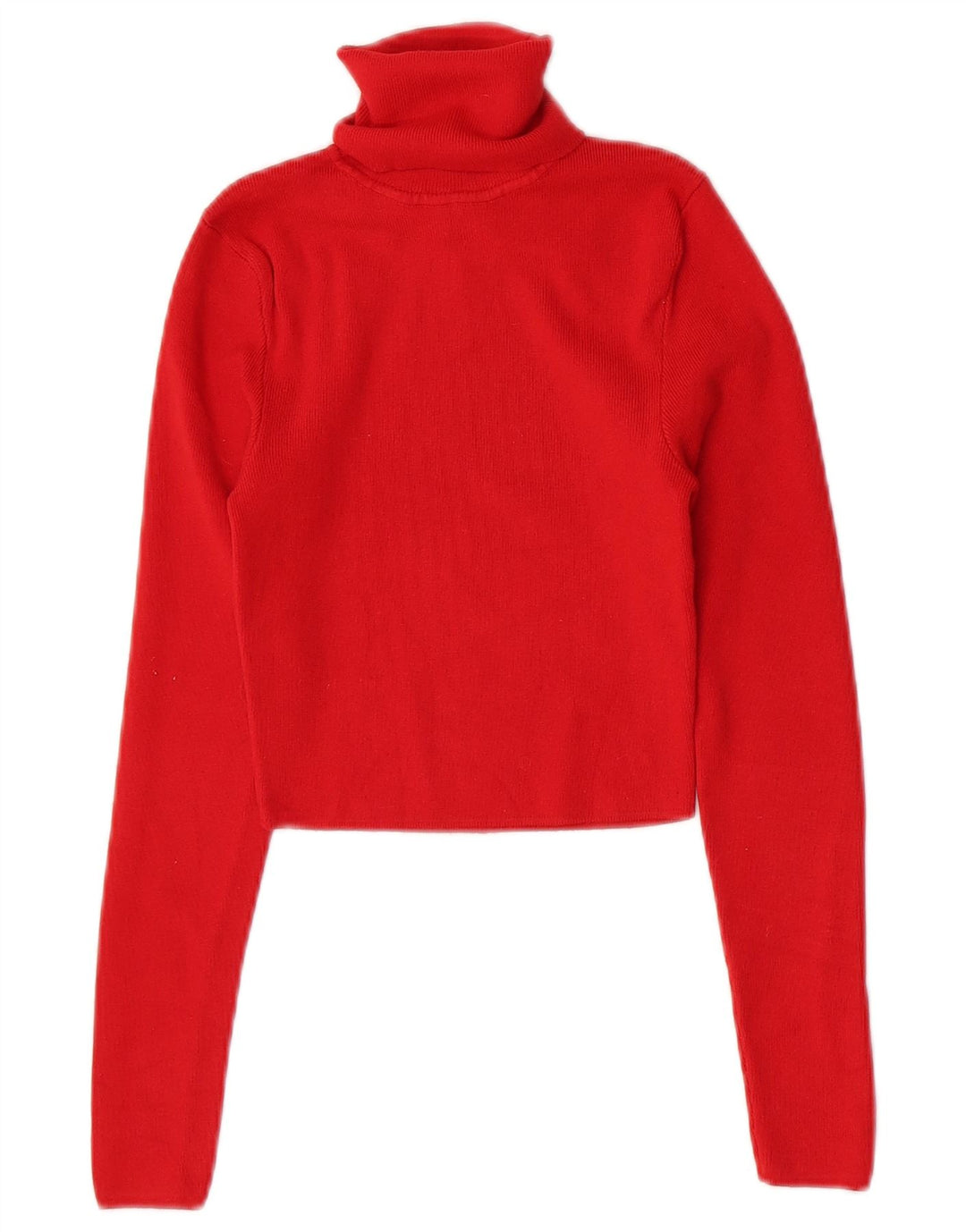 Top feminino Zara com gola redonda e manga comprida Reino Unido 12 viscose vermelha média