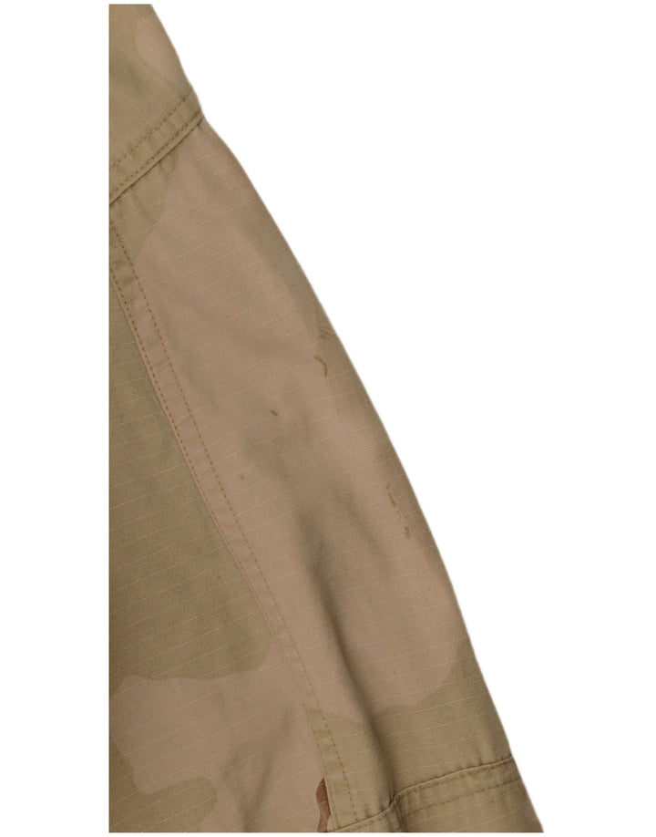Jaqueta utilitária masculina vintage UK 36 pequena camuflagem cáqui