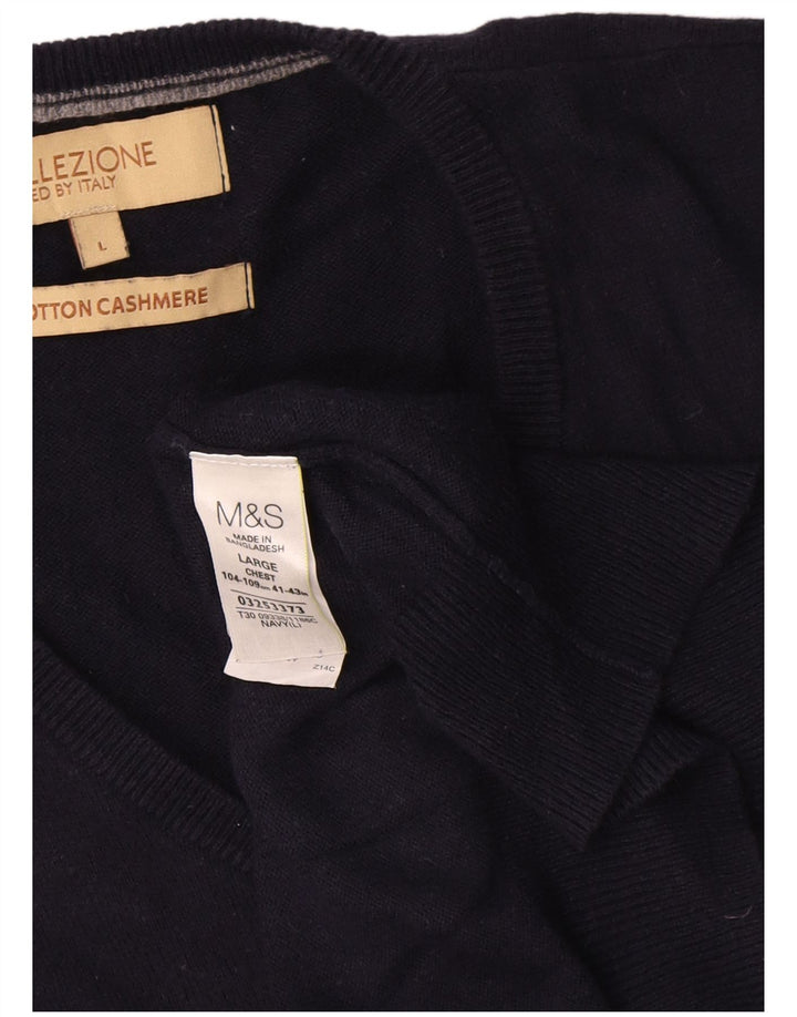 Regata masculina Marks & Spencer com colete grande de algodão azul marinho