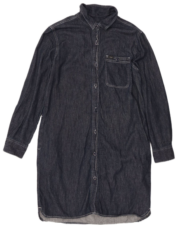 Vestido camisa jeans feminino Lee Reino Unido 14 algodão azul marinho médio