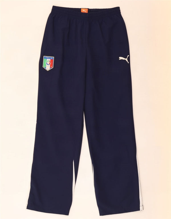 Puma Mens Italia Calça de treino médio azul marinho Colourblock poliéster