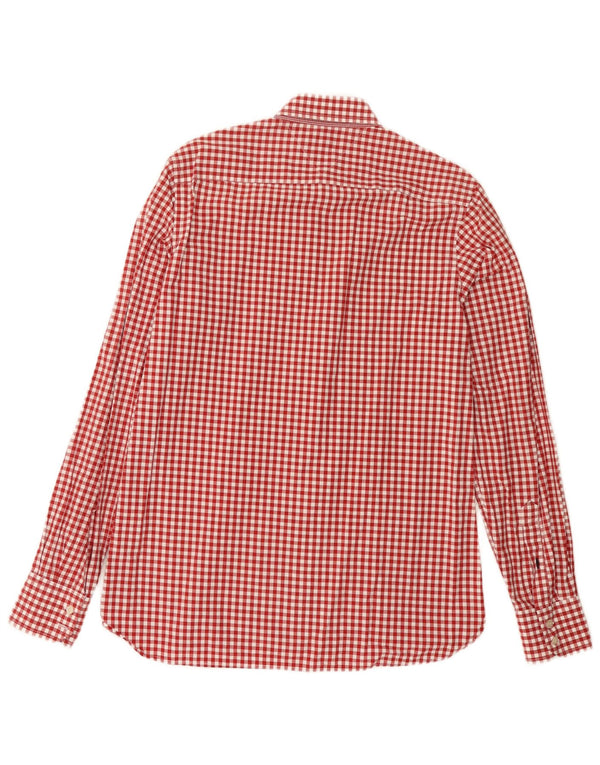 Camisa masculina Tommy Hilfiger Regular Fit pequena de algodão vermelho guingão