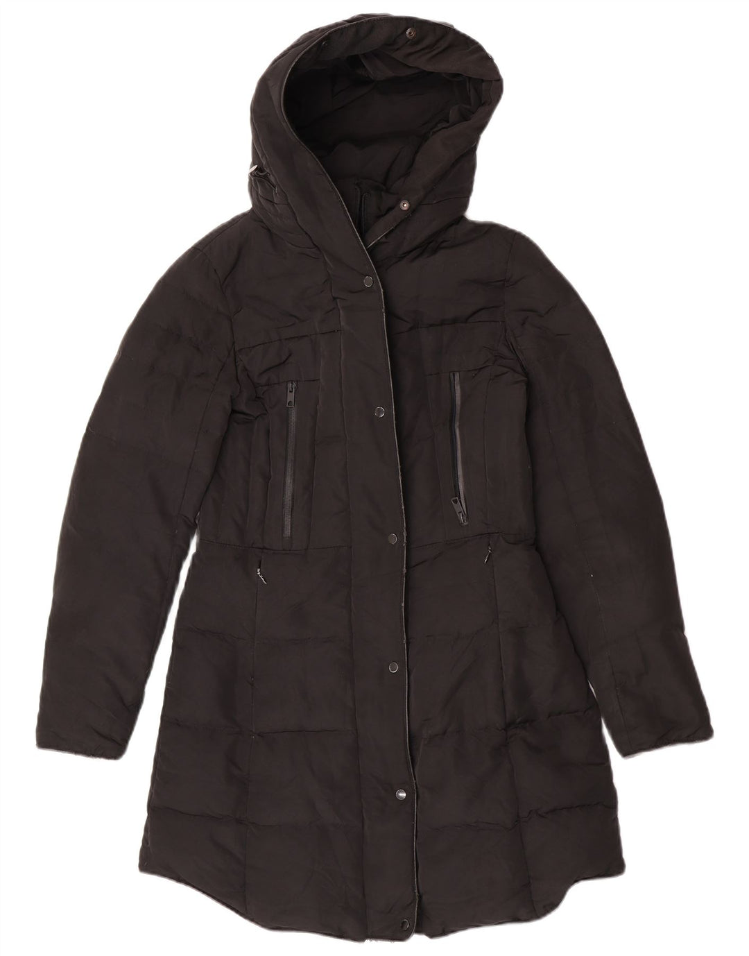 Casaco acolchoado com capuz feminino Zara UK 14 médio preto
