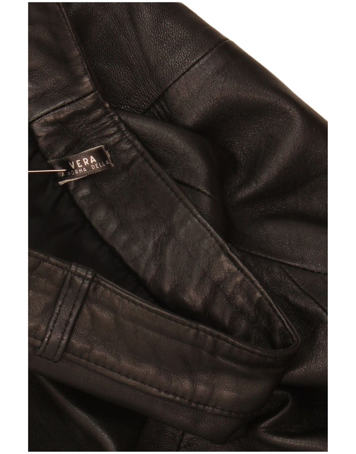 Saia de couro feminina vintage W26 pequena couro preto