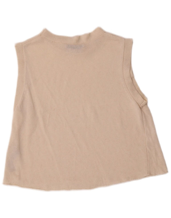 Zara Womens Vest Tank Top UK 10 Pequeno Bege Acrílico