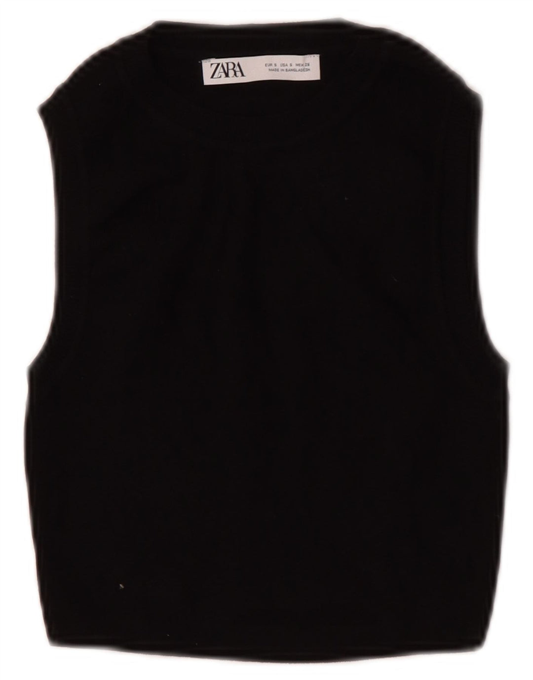 Zara Womens Crop Vest Top UK 8 Pequeno Preto Viscose