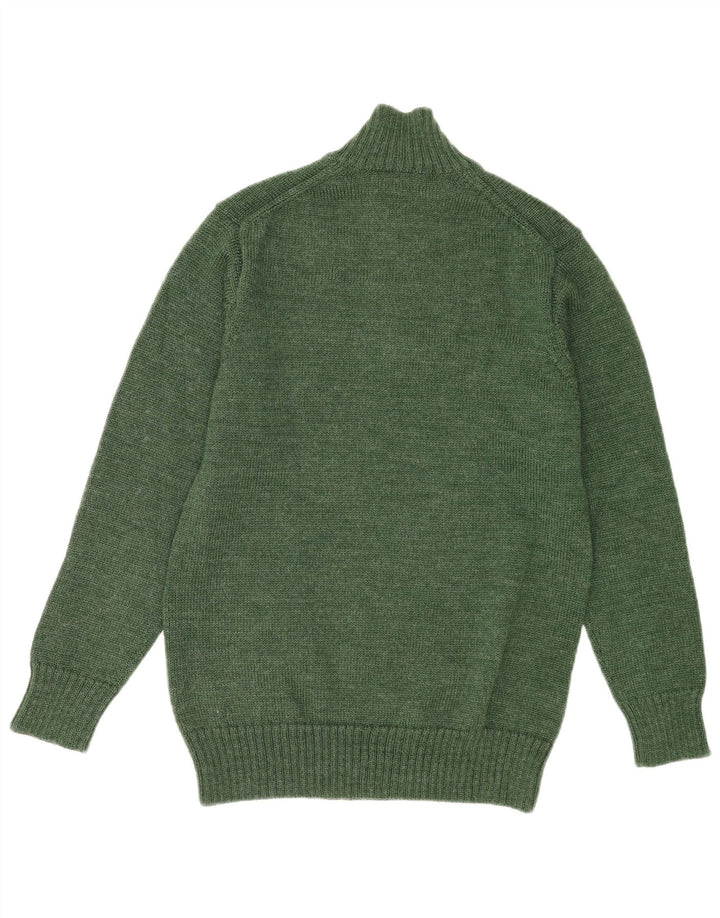 Suéter masculino WoolOvers com zíper e gola em lã verde médio