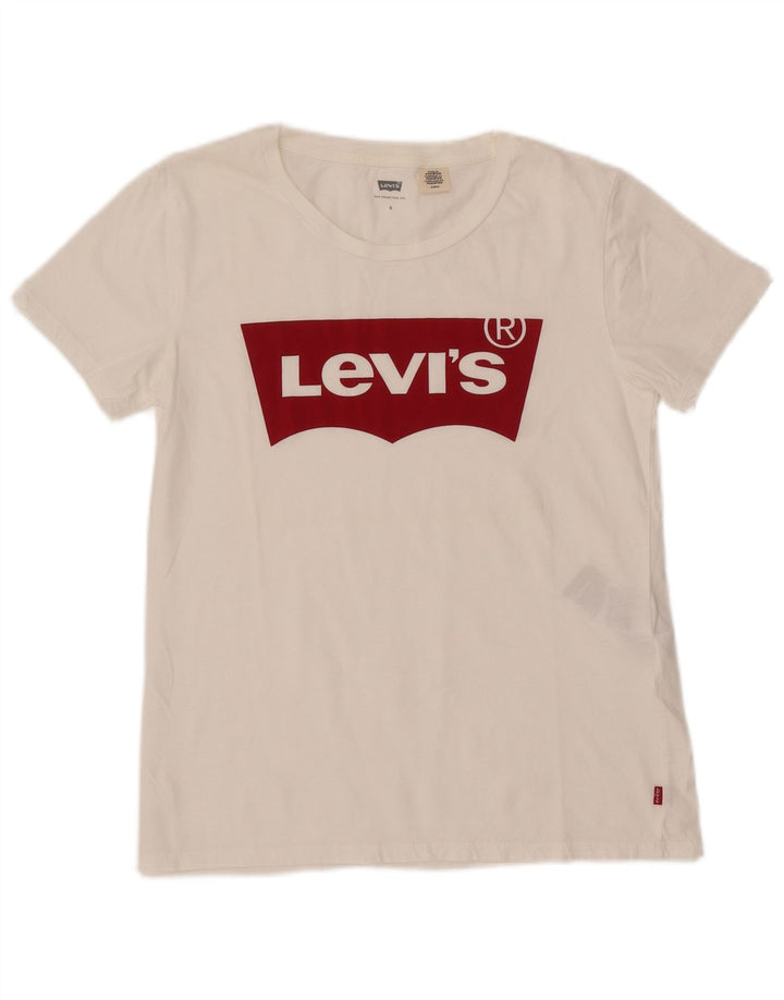 Camiseta feminina gráfica LEVI'S UK 10 algodão branco pequeno