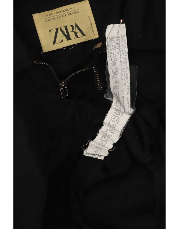 Zara Womens Crop Oversized Bomber Jacket UK 6 XS Preto Poliamida