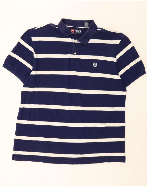 Camisa polo masculina Chaps XL azul marinho listrado algodão