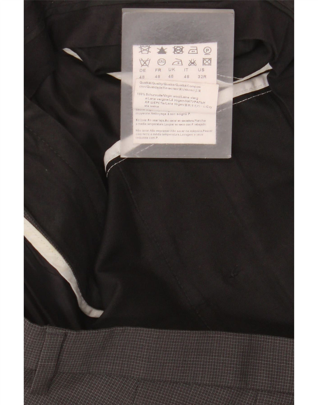 Calça masculina Hugo Boss Straight Suit IT 48 Médio W34 L30 Cinza Gingham