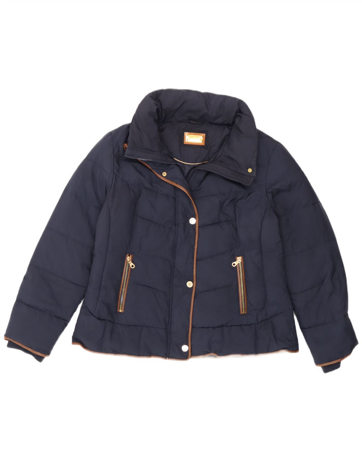Jaqueta acolchoada feminina Marks & Spencer Reino Unido 16 grande poliéster azul marinho