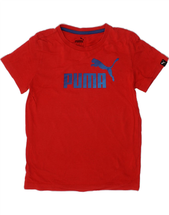 PUMA Boys Graphic T-Shirt Top 9-10 Years Red Cotton Vintage Puma and Second-Hand Puma from Messina Hembry 
