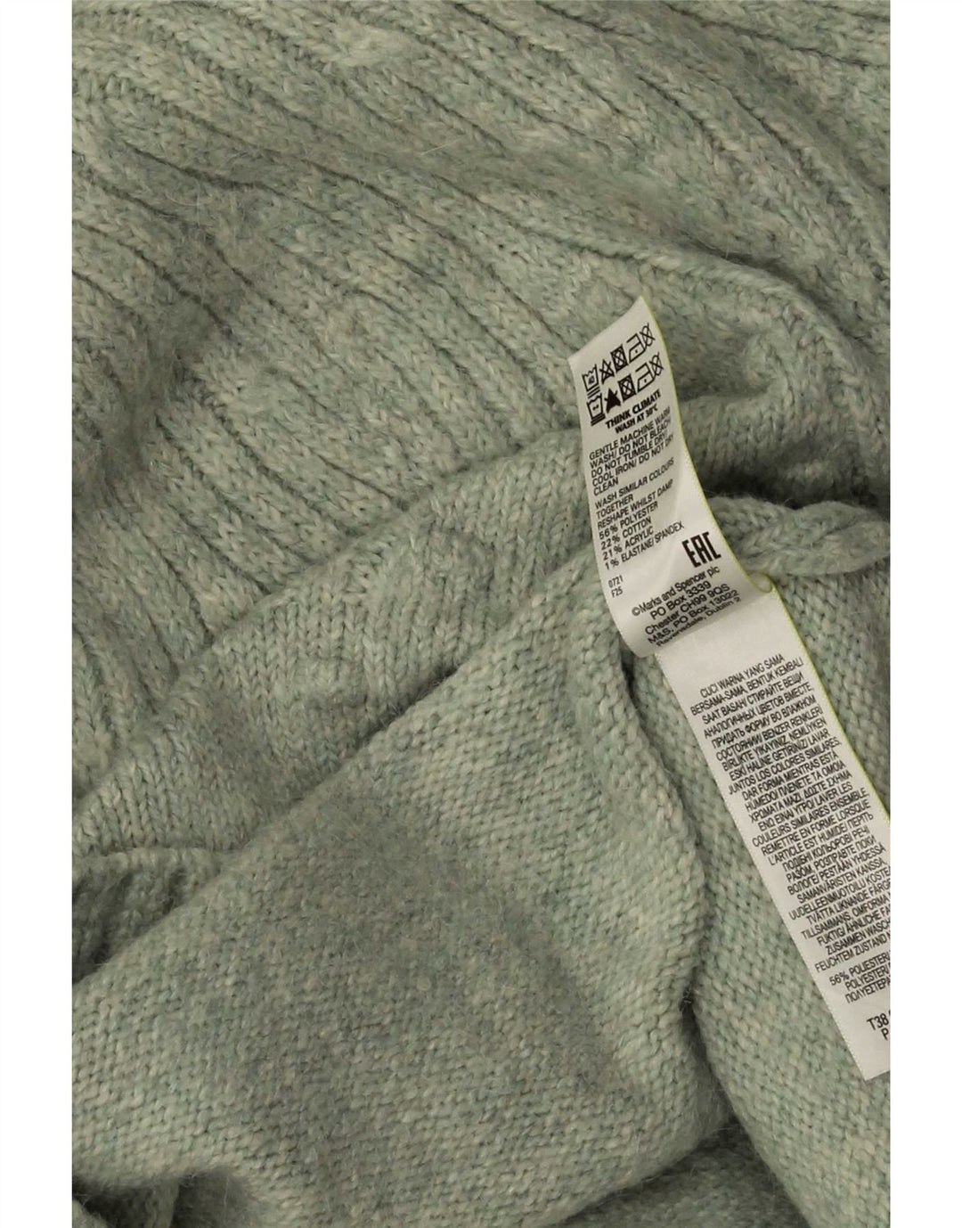 Suéter feminino Marks & Spencer com gola tartaruga Reino Unido 14 verde médio