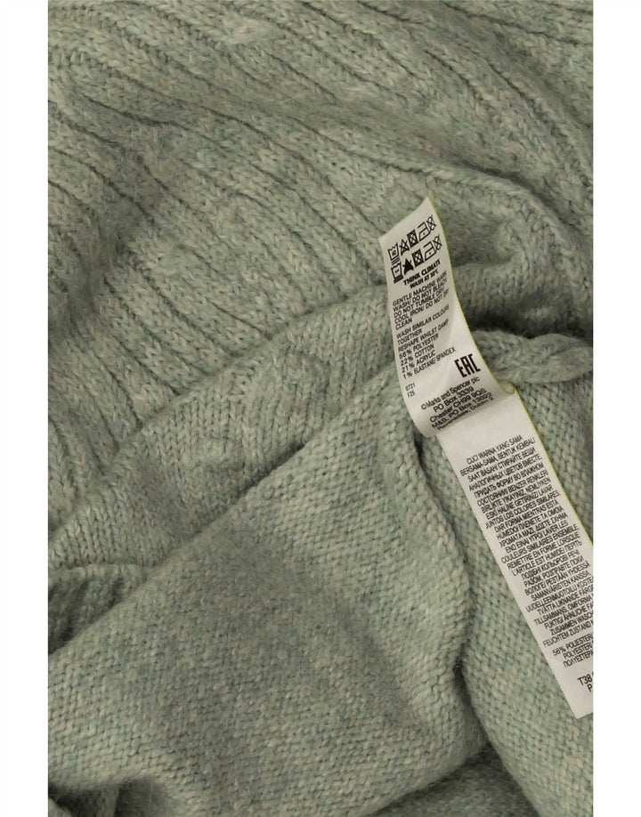 Suéter feminino Marks & Spencer com gola tartaruga Reino Unido 14 verde médio
