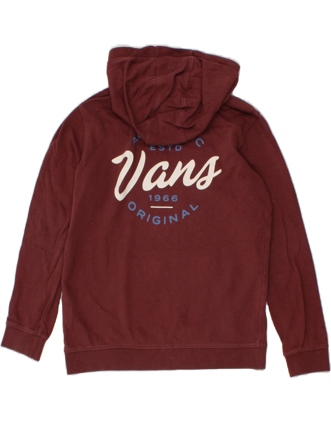 VANS Womens Graphic Hoodie Jumper UK 16 Large Maroon Cotton Vintage Vans and Second-Hand Vans from Messina Hembry 