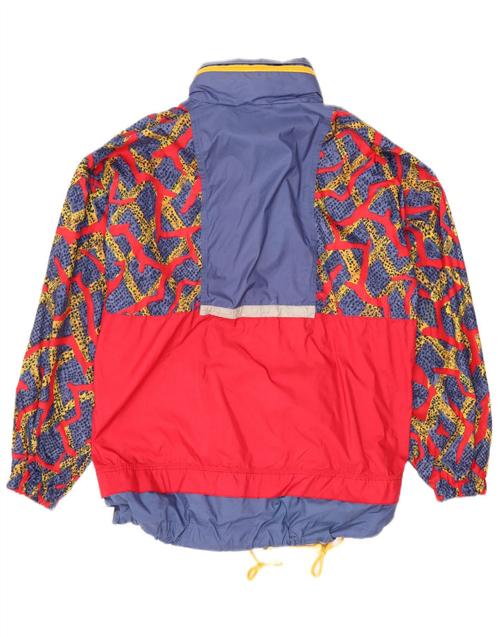 Jaqueta de chuva masculina vintage com capuz UK 40 grande bloco colorido multicolorido