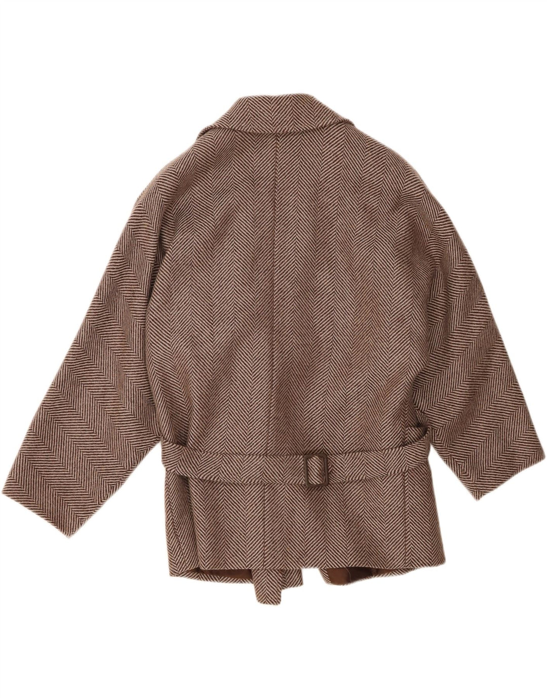 Sobretudo feminino vintage IT 44 lã chevron marrom médio