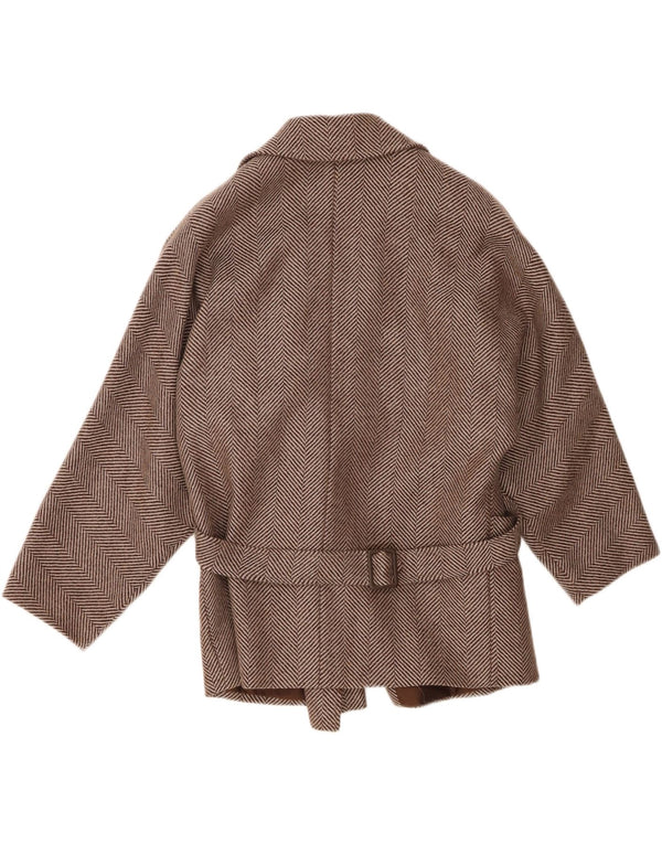 Sobretudo feminino vintage IT 44 lã chevron marrom médio