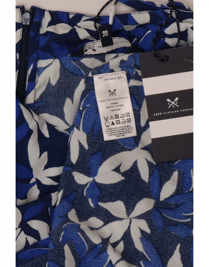 CREW CLOTHING Saia feminina evasê UK 18 XL W38 azul floral viscose