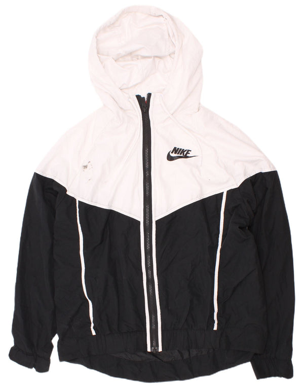Jaqueta masculina Nike com capuz e moletom médio branco colorblock poliéster