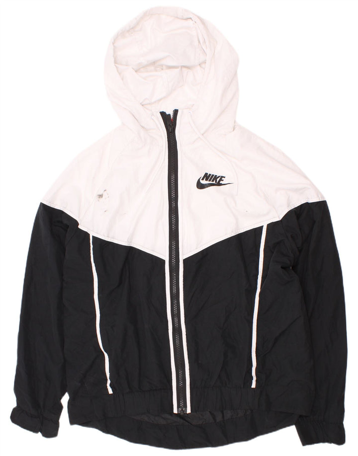 Jaqueta masculina Nike com capuz e moletom médio branco colorblock poliéster
