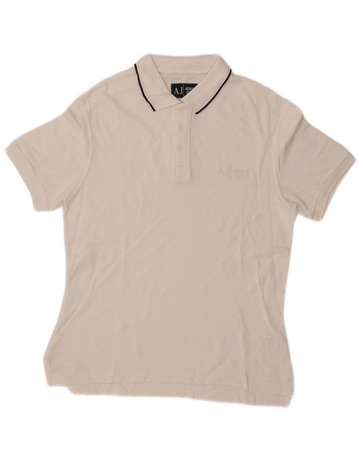 Camisa polo masculina ARMANI JEANS algodão branco médio
