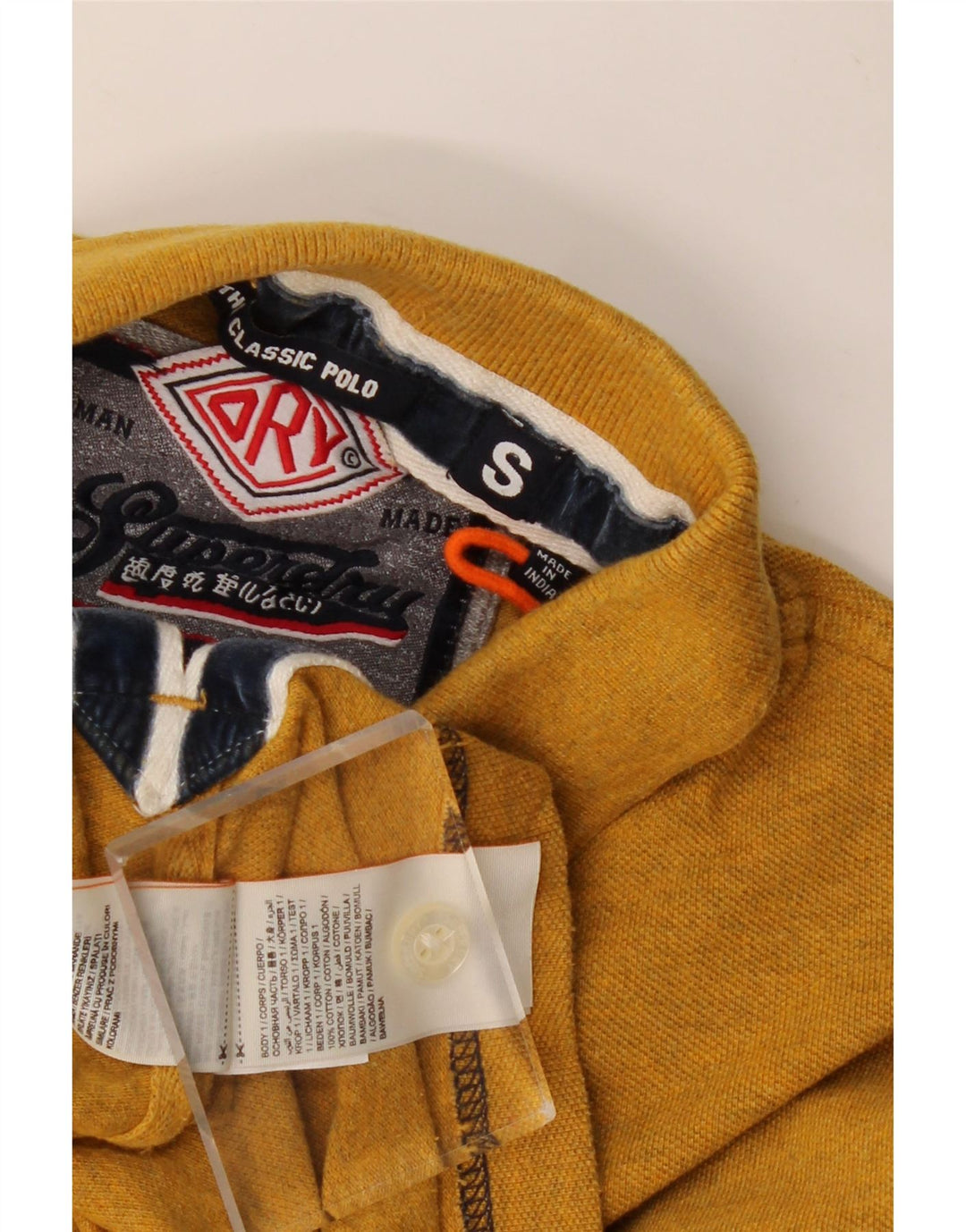 Camisa polo masculina SUPERDRY pequena laranja algodão