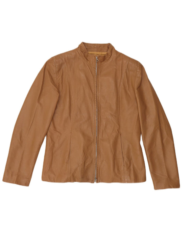 Jaqueta de couro feminina vintage IT 48 XL couro bege