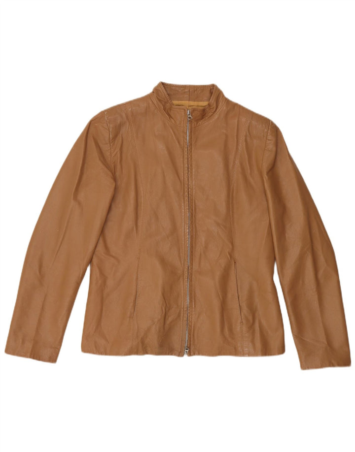 Jaqueta de couro feminina vintage IT 48 XL couro bege
