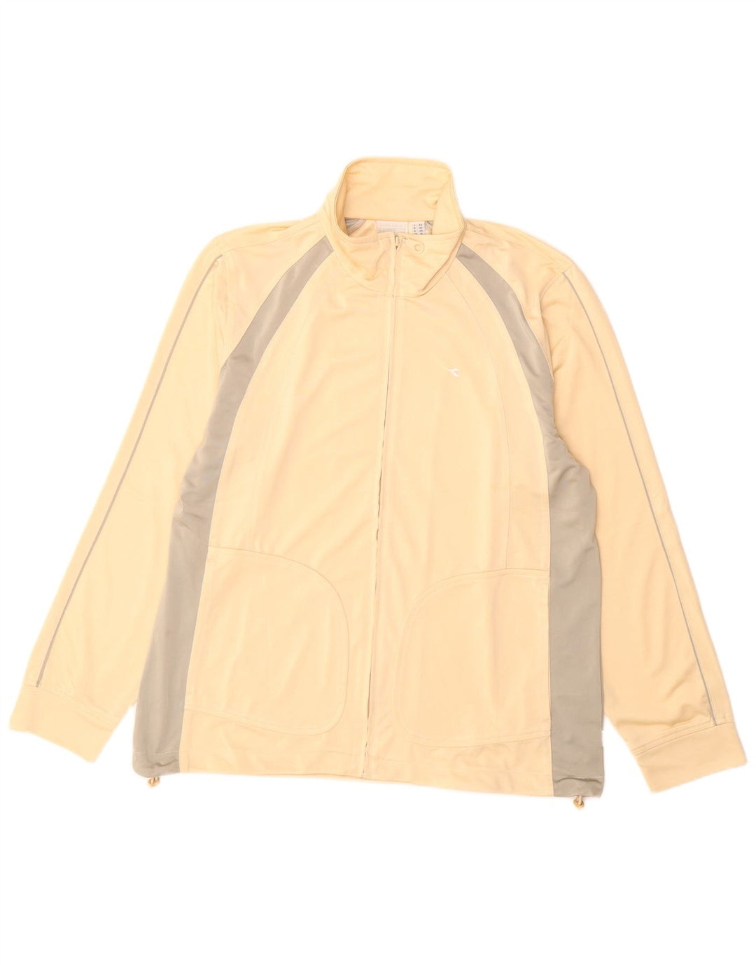 Diadora Womens Tracksuit Top Jacket UK 18 XL Beige Colourblock Poliéster