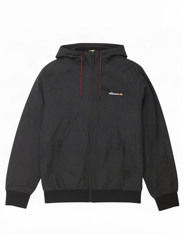 Jaqueta bomber masculina com capuz Ellesse Reino Unido 36 poliéster manchado cinza pequeno