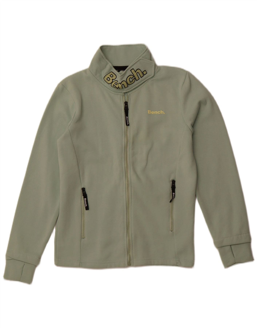 Jaqueta feminina BENCH com agasalho gráfico Reino Unido 12 algodão verde médio