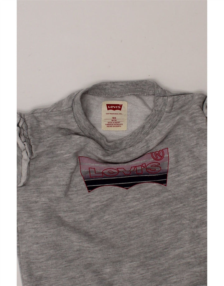 LEVI'S Baby Girls Graphic Sweatshirt Jumper 12-18 Months Grey Flecked Vintage Levi's and Second-Hand Levi's from Messina Hembry 