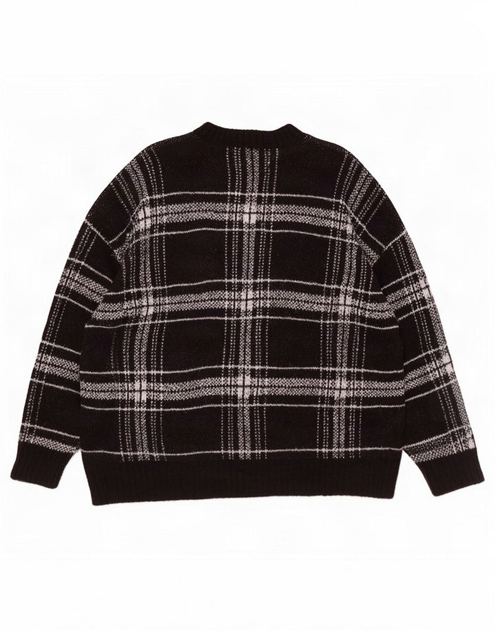Suéter feminino Marks & Spencer com gola redonda UK 18 XL preto xadrez