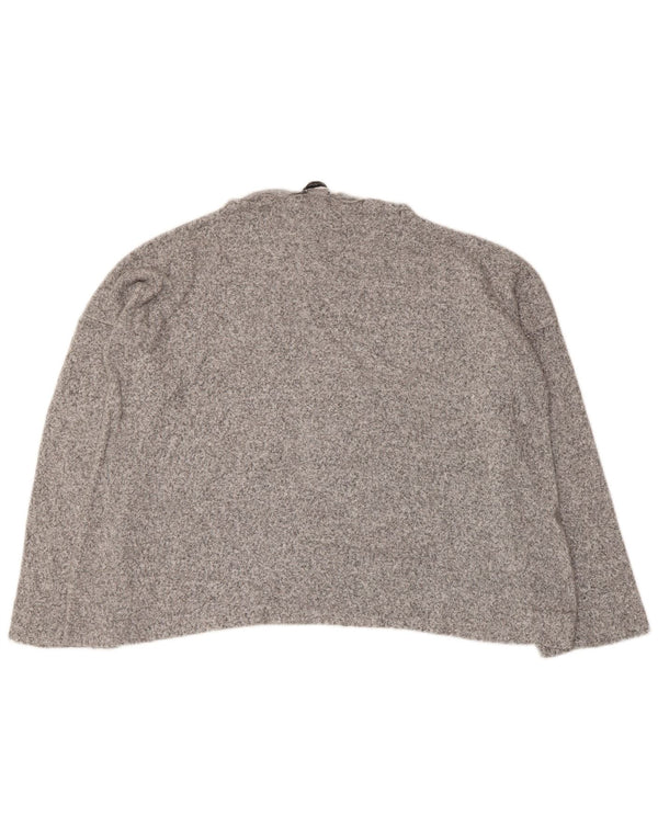 Top feminino Zara de manga comprida UK 14 cinza médio manchado