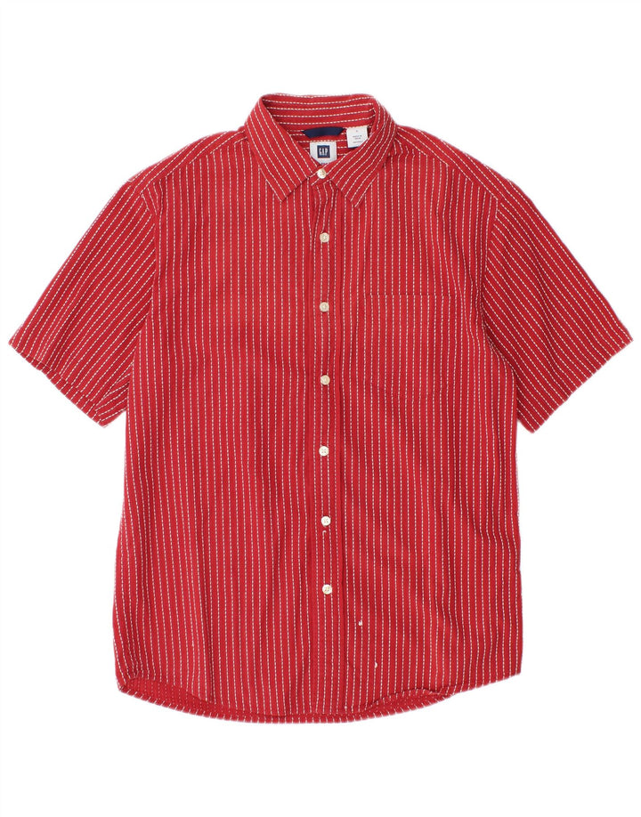 Camisa masculina de manga curta Gap pequena listrada vermelha de algodão