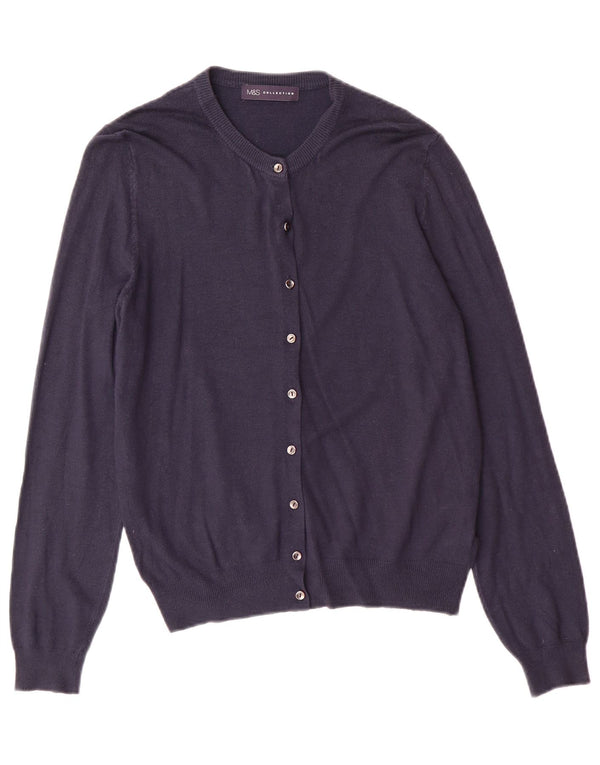 Suéter cardigã feminino Marks & Spencer UK 14 médio azul marinho clássico
