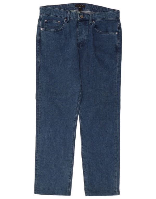 Calça jeans reta masculina Ted Baker W32 L27 azul Lyocell