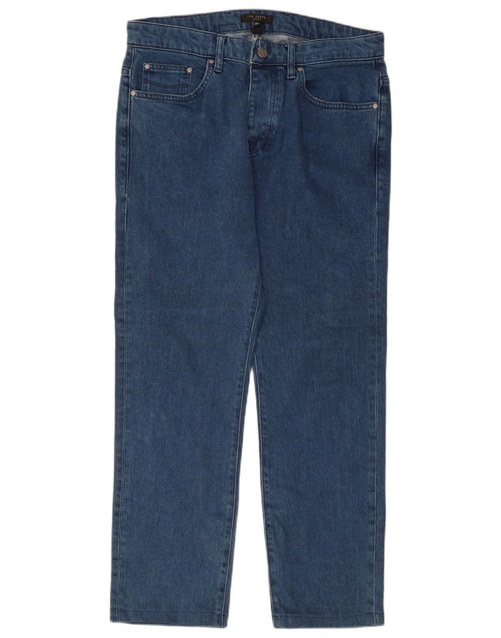 Calça jeans reta masculina Ted Baker W32 L27 azul Lyocell