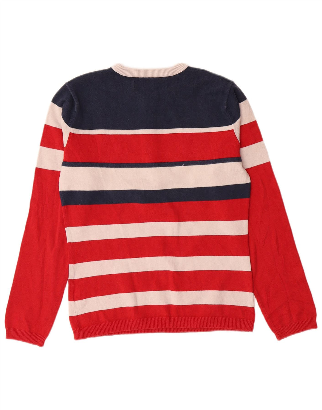 Suéter feminino TOMMY HILFIGER com zíper e gola uk 12 listrado vermelho médio