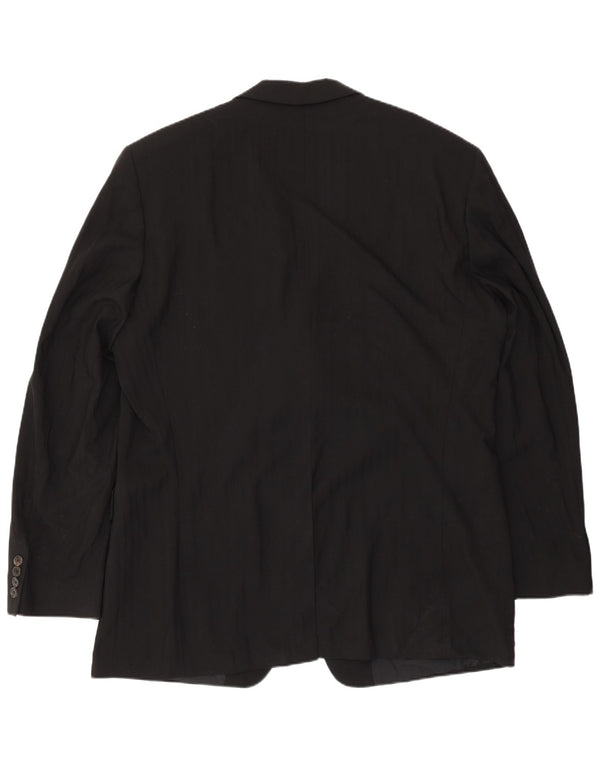 Jaqueta Blazer Masculina Hugo Boss com 3 Botões EU 56 3XL Lã Listrada Preta