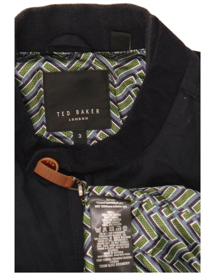 Jaqueta bomber masculina Ted Baker tamanho 3 poliéster azul marinho médio