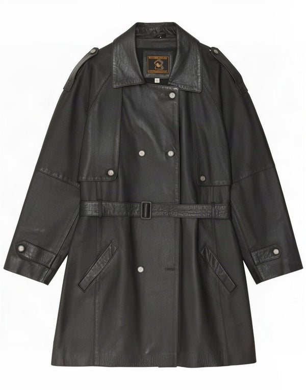 Casaco feminino vintage com ajuste relaxado militar duplo breasted Reino Unido 14 preto médio